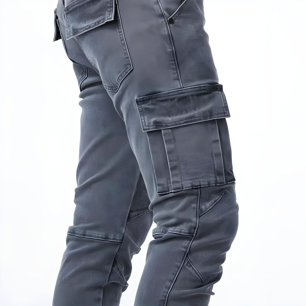 Pantaloni cargo in denim elasticizzati