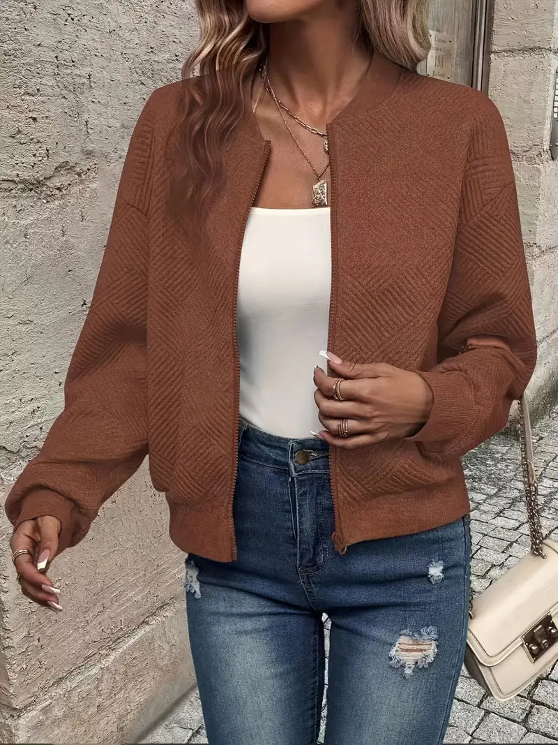 Jessica | Cardigan da Donna con Zip e Texture